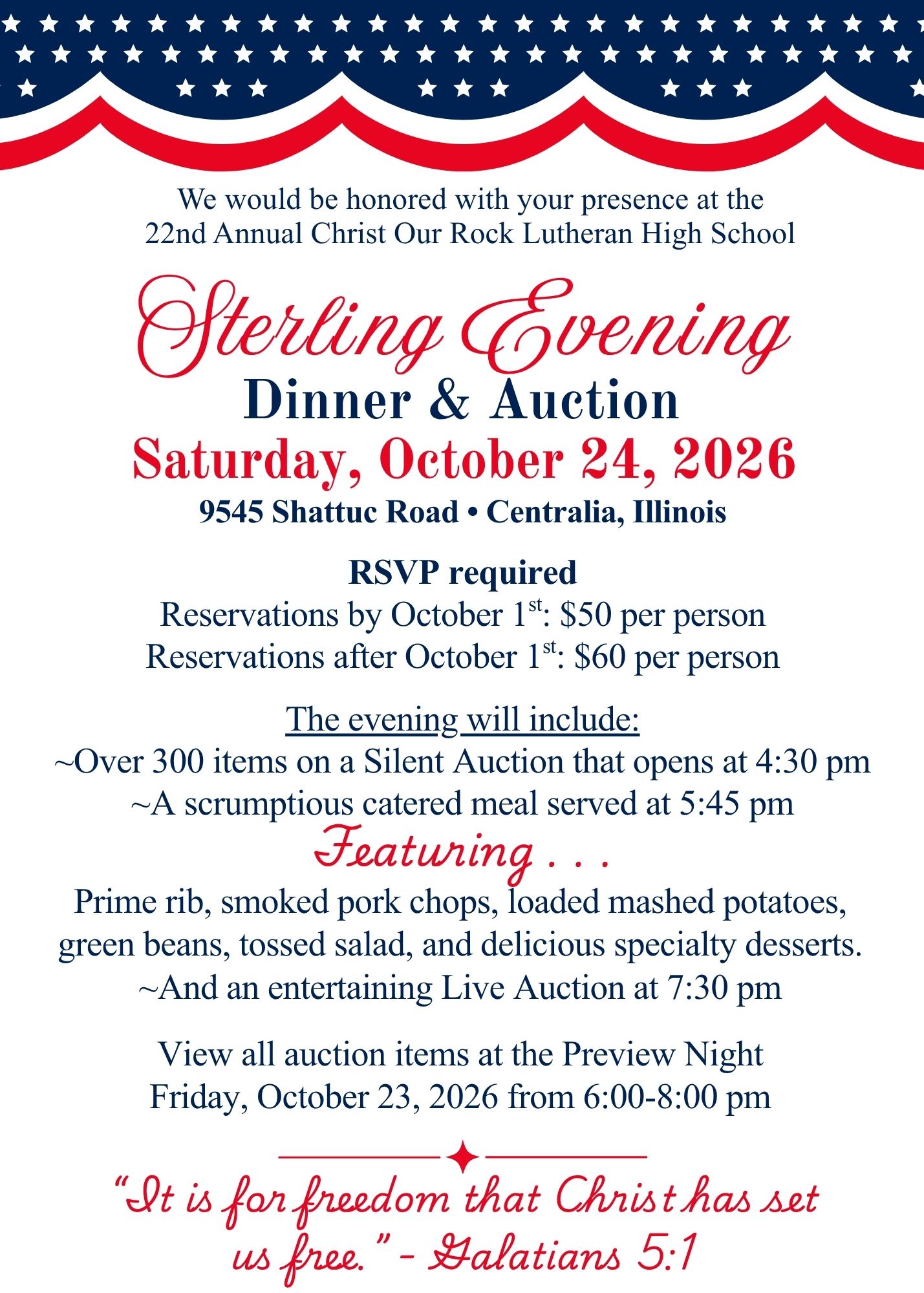 Sterling Evening Dinner Auction October 24 2026